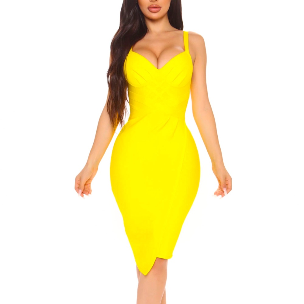 Fashionova Midi Dress - Yellow